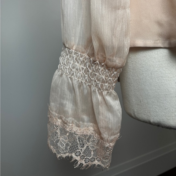 Boho Romantic Long Sleeve Sheer Blouse Peasant - Picture 6 of 6